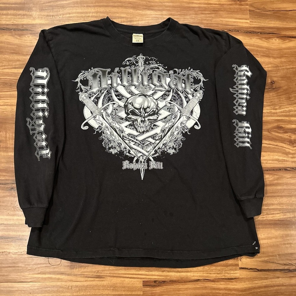 Dilligaf Bohica Bill Jon Lauren Shirt Mens 2XL Black Skull Long Sleeve Tee